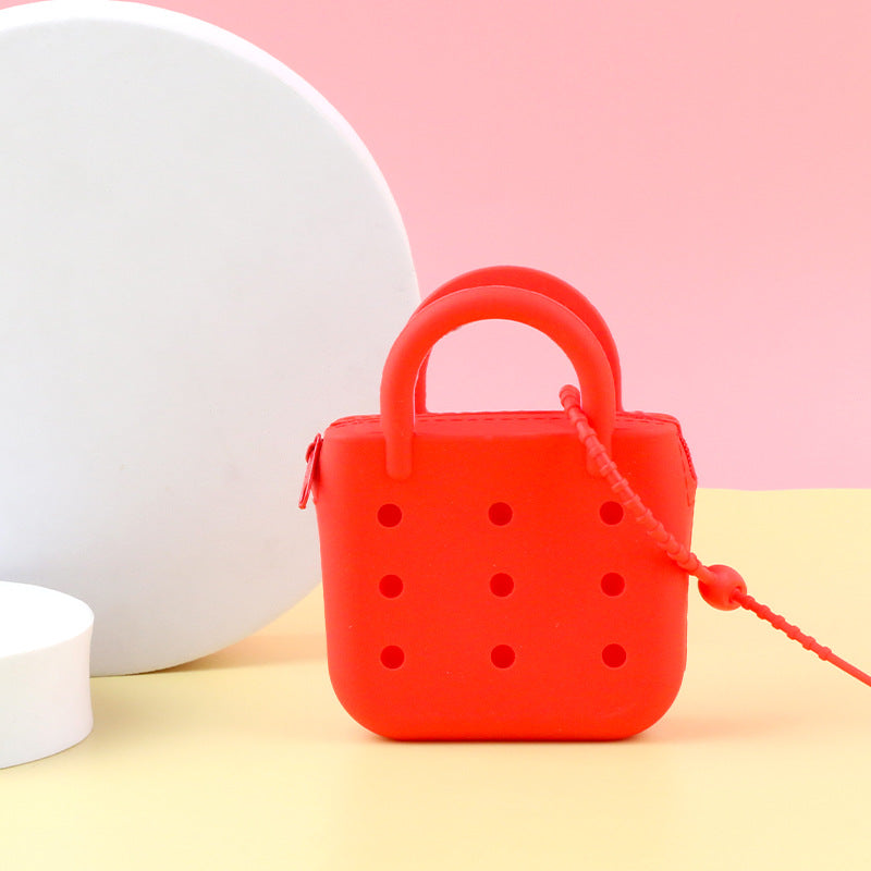 Wholesale 10pcs Cartoon Silicone Hole Bag Mini Coin DIY Parent-child Storage Bag Vegetable Basket Earphones Children's Small Wallet